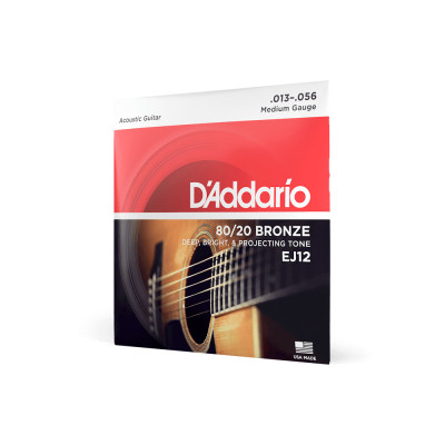 Струни для гітари D&#039;Addario 80/20 Bronze Medium (13-56) (EJ12)