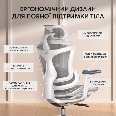 Офісне крісло Sihoo DORO C300L Mesh White (DORO-C300L-A3-102)