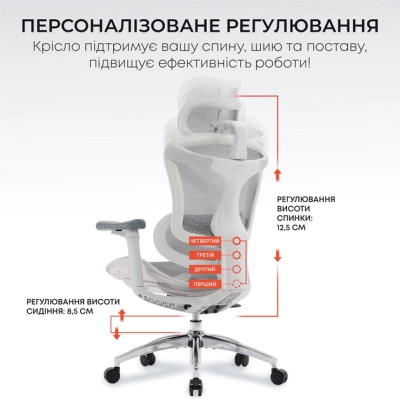 Офісне крісло Sihoo DORO C300L Mesh White (DORO-C300L-A3-102)