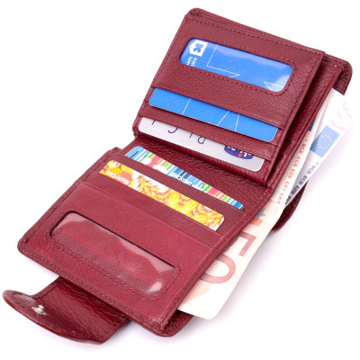 Гаманець ST Leather З натуральної шкіри Бордовий (22452)