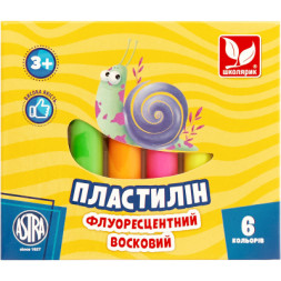 Пластилін Школярик Флуоресцентний 6 кольорів 78 г (83811906-UA)