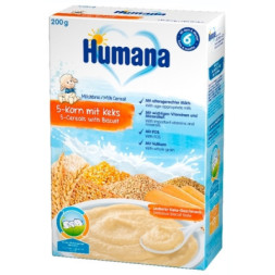 Дитяча каша Humana молочна 5 злаків з печивом 200 г (4031244775559)