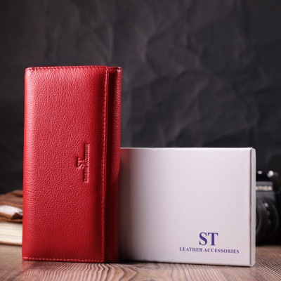Гаманець ST Leather З натуральної шкіри Червоний (22524)