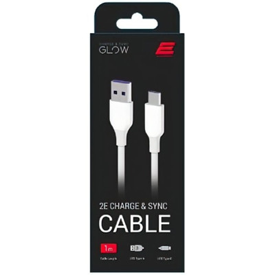 Дата кабель USB 2.0 AM to Type-C 1.0m Glow white 2E (2E-CCAC-WH_)
