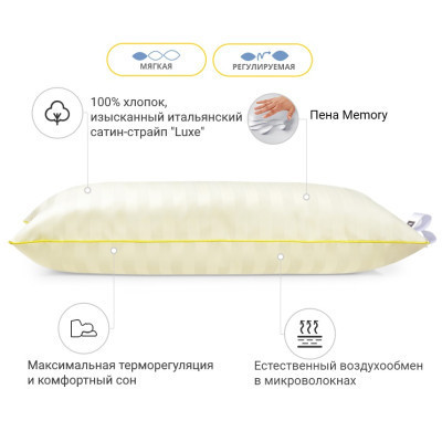 Подушка MirSon 1483 Carmela Hand Made memory effekt М&#039;яка 70х70 см (2200001540255)