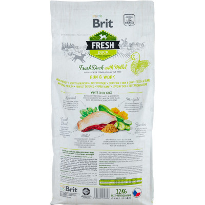 Сухий корм для собак Brit Fresh Duck/Millet Active Run and Work 12 кг (8595602530816)