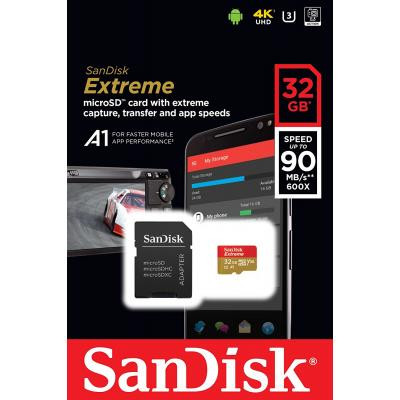 Карта пам&#039;яті SanDisk 32GB microSDHC V30 A1 UHS-I U3 4K Extreme (SDSQXAF-032G-GN6MA)