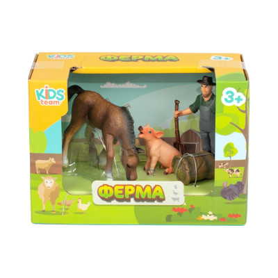 Фігурка Kids Team набір Ферма лоша, порося, фермер (Q9899-T1_3)