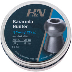 Пульки H&amp;N Baracuda Hunter, 5,5 мм ,1.18г, 200шт/уп (92175500003)