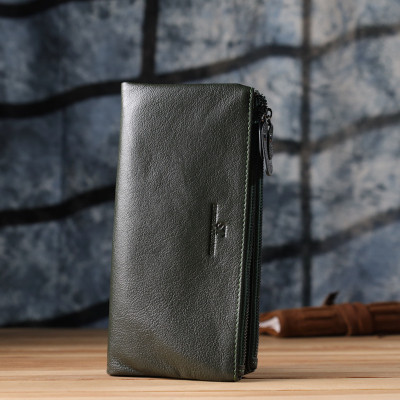 Гаманець ST Leather Шкіряний на три відділення Зелений (23110)