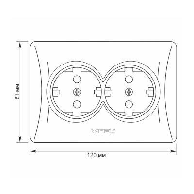 Розетка Videx BINERA 2ая с заземлением серебр (VF-BNSK2G-SS)