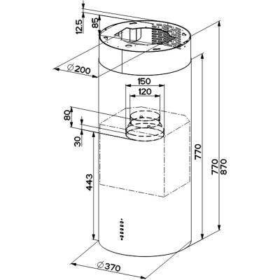Витяжка кухонна Faber Cylindra Isola Evo Plus Bk Matt A37 (335.0572.104)