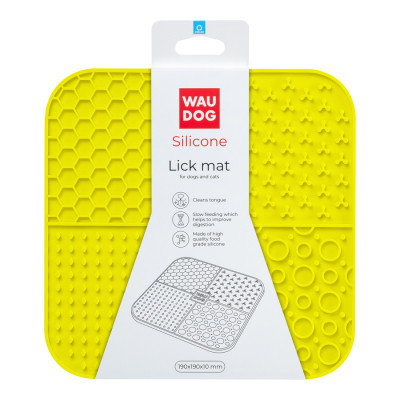Універсальний посуд для тварин WAUDOG Silicone Килимок для злизування 19х19х1 см жовтий (23528)