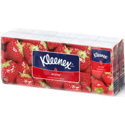 Серветки косметичні Kleenex Aroma з ароматом полуниці двошарові 10 пачок по 10 шт. (5029053028323)