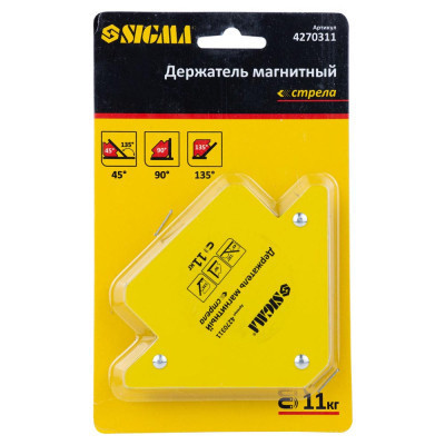 Магніт для зварювання Sigma стріла 11кг 75x65мм (45,90,135°) (4270311)