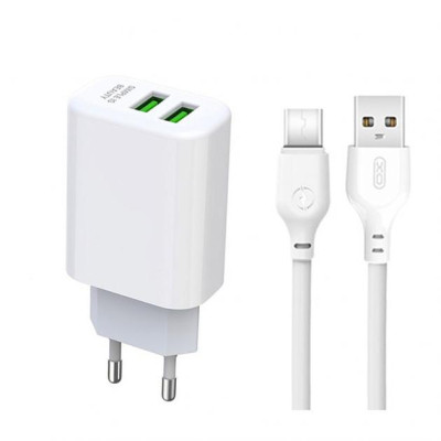 Зарядний пристрій XO L85C (2USB/2.4A) + USB - Type-C White (XO-L85C-T)