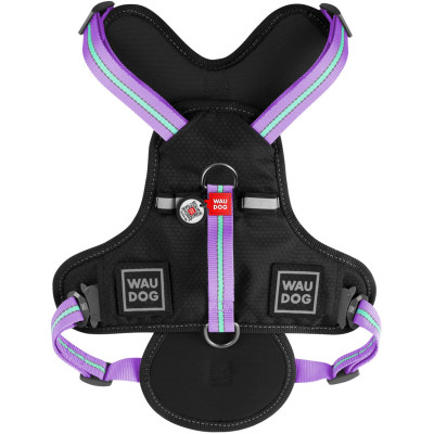 Шлея для собак WAUDOG Nylon безпечна з QR паспортом XL фіолетова (52519)