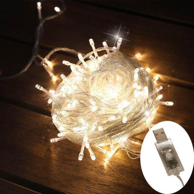 Гірлянда ColorWay LED 100 10м (8 функцій) теплий колір USB (CW-G-100L10U)