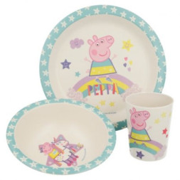 Набір дитячого посуду Stor Peppa Pig - Magical Bamboo 3 Pcs Set With Rim (Stor-01385)