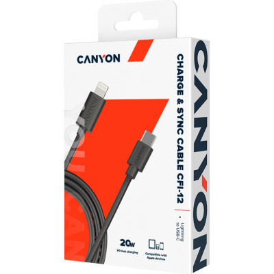 Дата кабель USB-C to Lightning 2.0m 3A Black Canyon (CNE-CFI12B)