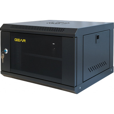 Шафа настінна GEAR 6U 19&quot; 600x450x350 мм, + полка 19&quot;, black (GWMSN-6U-600-450)