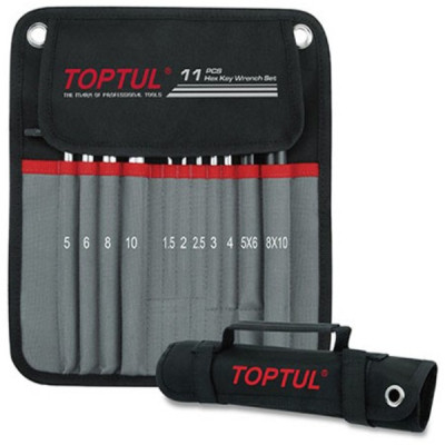 Ключ Toptul шестигранний з кулею 1,5-10мм 11шт. супердовгий у чохлі (GPAQ1101)