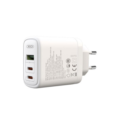 Зарядний пристрій XO 2xUSB-C PD65W + 1xUSB 45W white (СE04-WH)