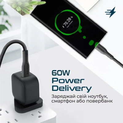 Дата кабель USB-C to USB-C 2.0m 3A xCord-CC200 black Promate (xcord-cc200.black)