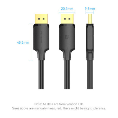 Кабель мультимедійний DisplayPort to DisplayPort 5.0m V1.2 4K 60Hz 3D Dolby 7.1 Vention (HAKBJ)