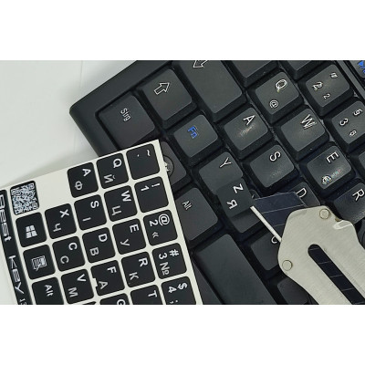 Наклейка на клавіатуру BestKey непрозора чорна, 76, срібний (BKU13SIL/011)