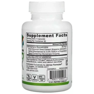 Трави Jarrow Formulas Мірозінази, Myrosinase Activated SGS, BroccoMax, 60 вегетарі (JRW-20027)