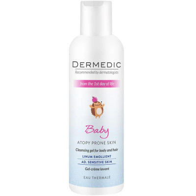 Дитячий гель для душу Dermedic Baby Linum Emollient Кремоподібний 2 в 1 з 1-го дня життя 200 мл (5901643170790)