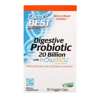 Пробіотики Doctor&#039;s Best Прибуток, Digestive Probiotic, 20 МЛРД КУО, 30 вегетаріанськ (DRB-00362)