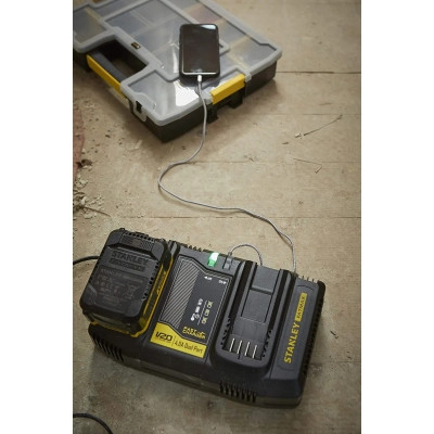 Зарядний пристрій для акумуляторів інструменту Stanley на 2 акумулятори, 20V, вихідний струм 4A (SFMCB24)