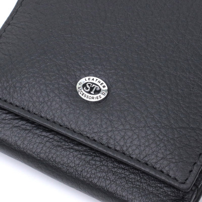 Гаманець ST Leather З натуральної шкіри Чорний (22709)