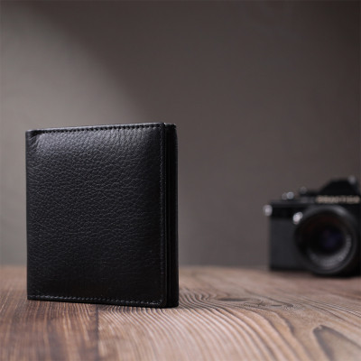 Гаманець ST Leather З натуральної шкіри Чорний (22709)