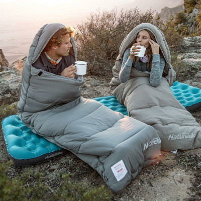 Спальний мішок Naturehike з капюшоном M400 NH20MSD02 (1°C) лівий, сірий (6927595702390)