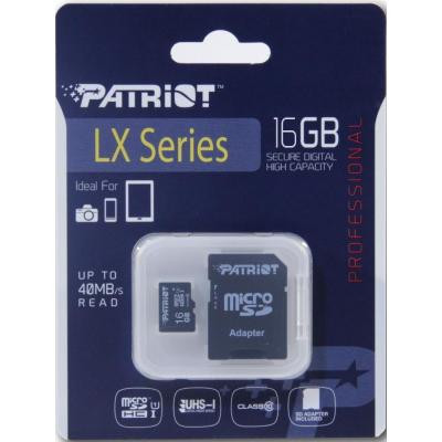 Карта пам&#039;яті Patriot 16GB microSD class10 UHS-I (PSF16GMCSDHC10)