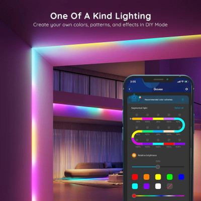Світлодіодна стрічка Govee RGBIC Basic Wi-Fi + Bluetooth LED Strip Light 10м Білий (H618C3D1)