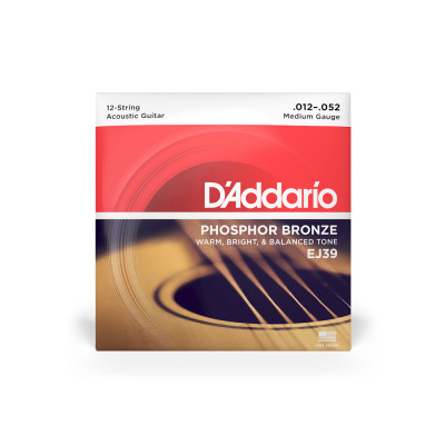 Струни для гітари D&#039;Addario Phosphor Bronze Medium 12-String (12-52) (EJ39)