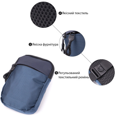 Сумка Vintage Для подорожей з текстилю Синя (22870)