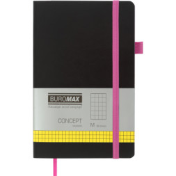Книга записна Buromax Concept 125x195 мм 96 аркушів в клітинку обкладинка зі штучної шкіри Рожева (BM.291162-10)