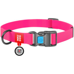 Нашийник для тварин WAUDOG Waterproof з QR паспортом Ш 25 мм Д 34-49 см рожевий (27727)