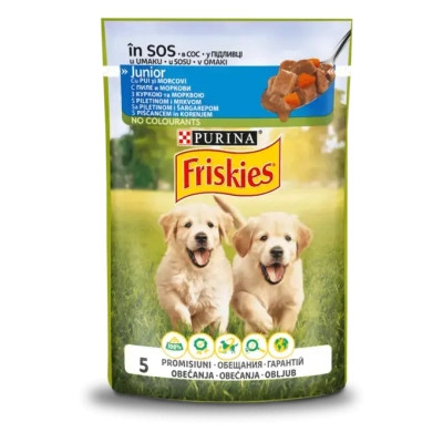 Вологий корм для собак Purina Friskies Junior з куркою та морквою у підливці 100 г (7613035800861)