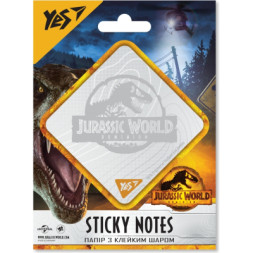Папір для нотаток Yes з клейким шаром фігурна Jurassic World, 40 аркушів (170302)
