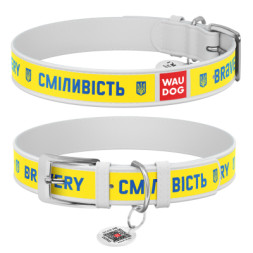 Нашийник для тварин WAUDOG Design з QR паспортом &quot;Сміливість&quot; Ш 35 мм Д 46-59 см білий (3606-0231-15)