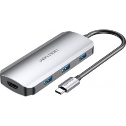 Концентратор Vention USB3.1 Type-C --&gt; HDMI/USB 3.0x3/PD 100W Hub 5-in-1 (TODHB)