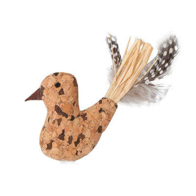 Іграшка для котів Eastland Пташка з котячою м&#039;ятою із натуральної пробки та плюшу 7х6.5 см (6970115703070)