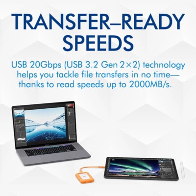 Накопичувач SSD USB Type-C 2TB Rugged Mini LaCie (STMF2000400)