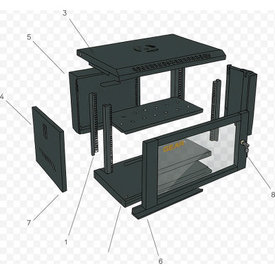 Шафа настінна GEAR 9U 19&quot; 600x450x500 мм, + полка 19&quot;, black (GWMSN-9U-600-450)